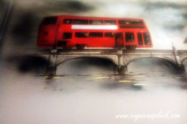 detalle de pintura mural bus inglés