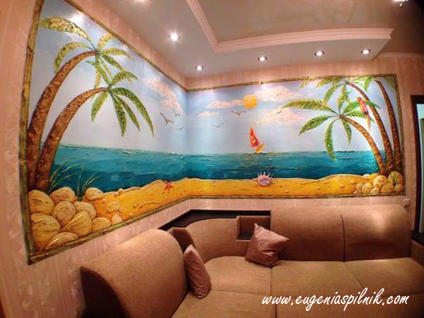 pintura mural playa para cuarto
