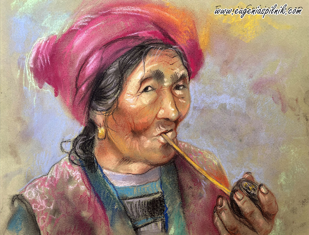 retrato de abuela fumando