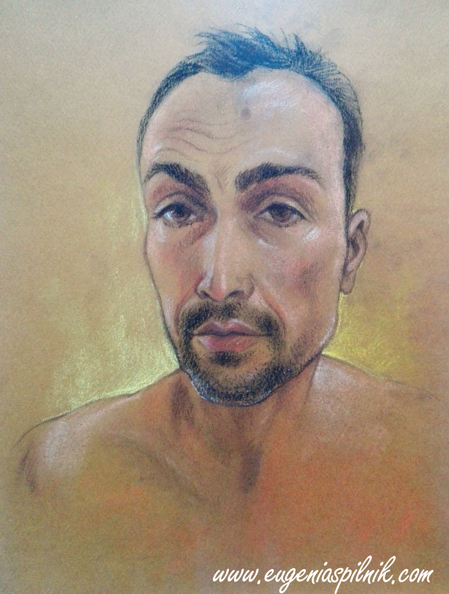 retrato al pastel de hombre - Jose Antonio Sabino
